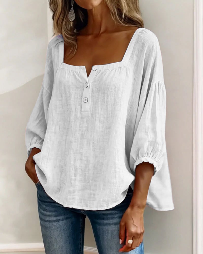 Charly | Blouse Simple Square Neck Long Sleeve