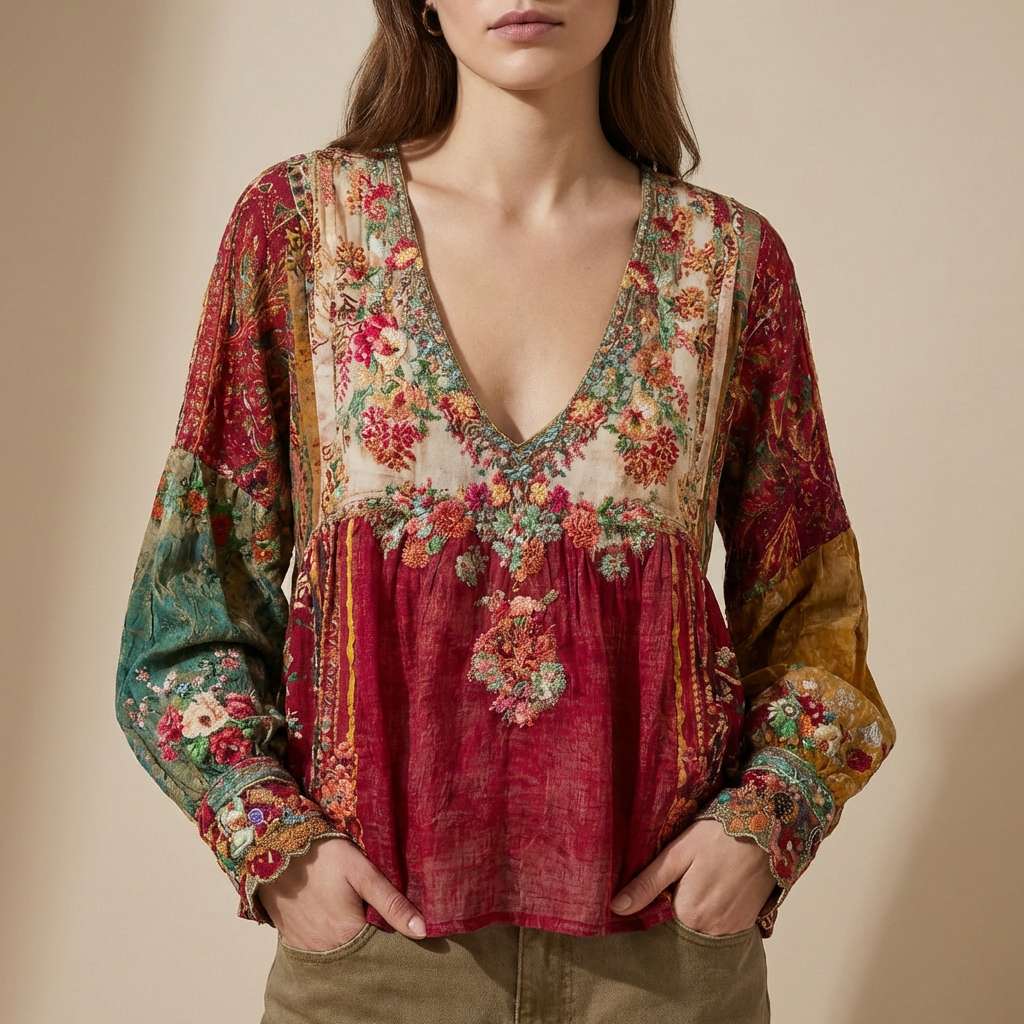 Ruby | Colorful Patchwork Meadowloom Top