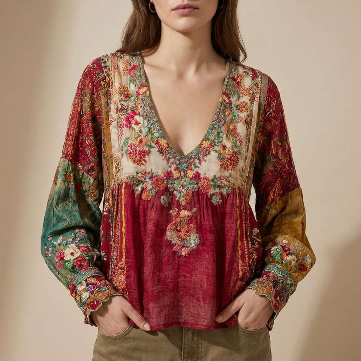 Ruby | Colorful Patchwork Meadowloom Top