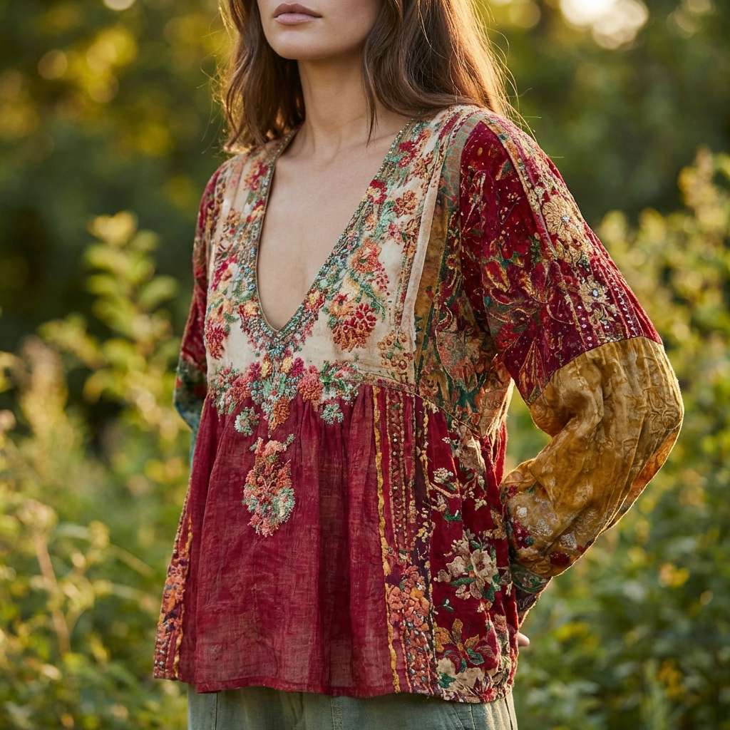 Ruby | Colorful Patchwork Meadowloom Top