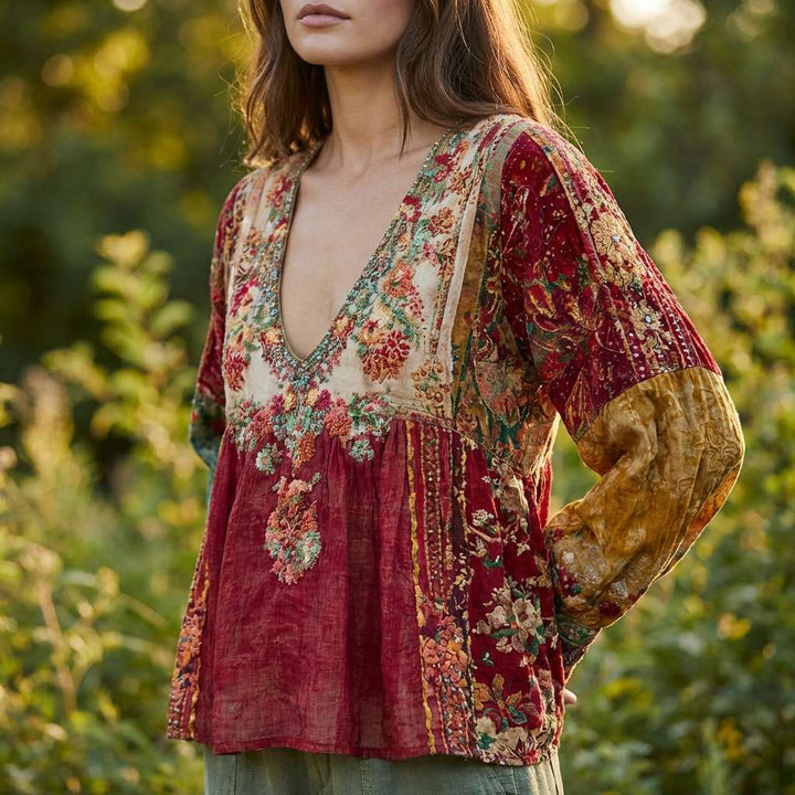 Ruby | Colorful Patchwork Meadowloom Top