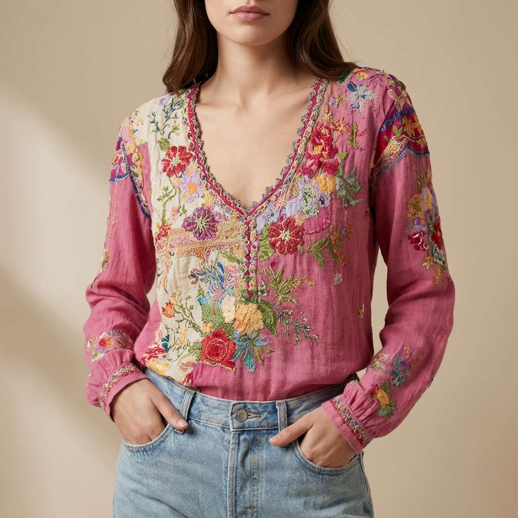 Ruby | Colorful Patchwork Meadowloom Top