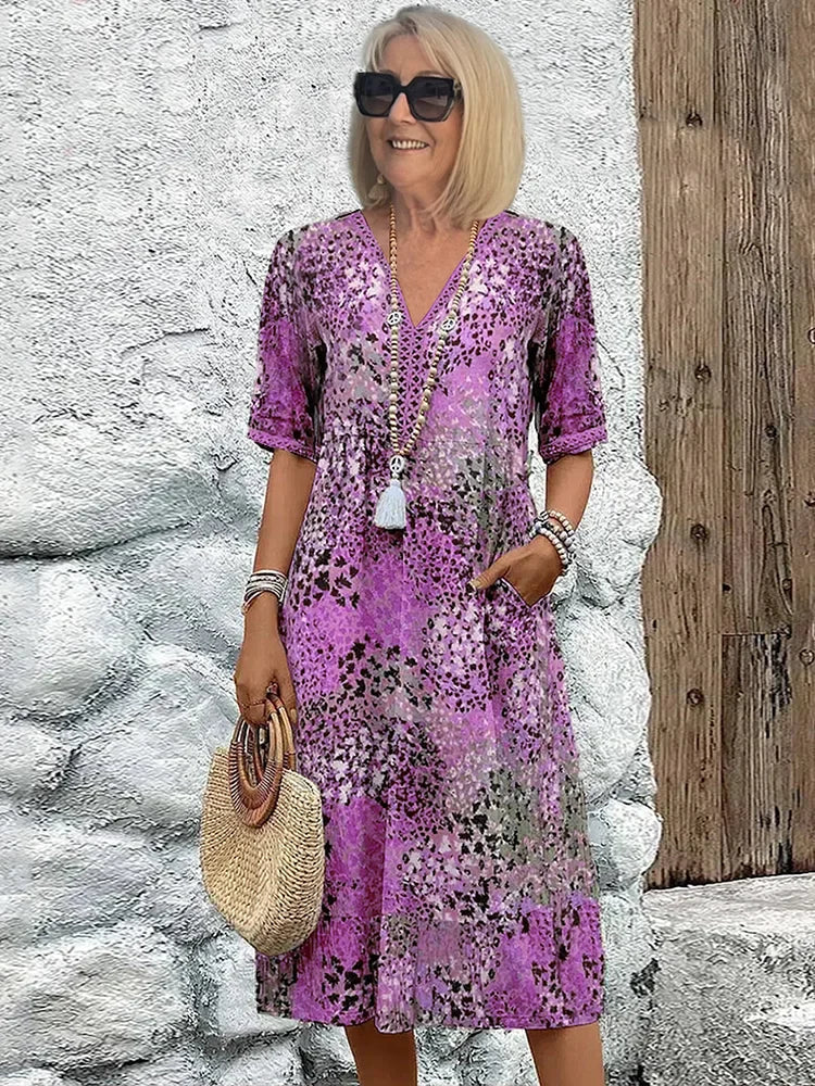 Solena Printed Dress Plus Size Fit
