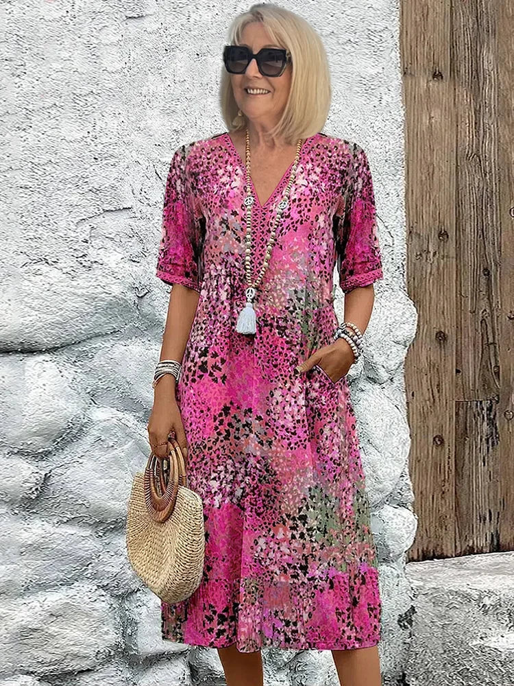 Solena Printed Dress Plus Size Fit