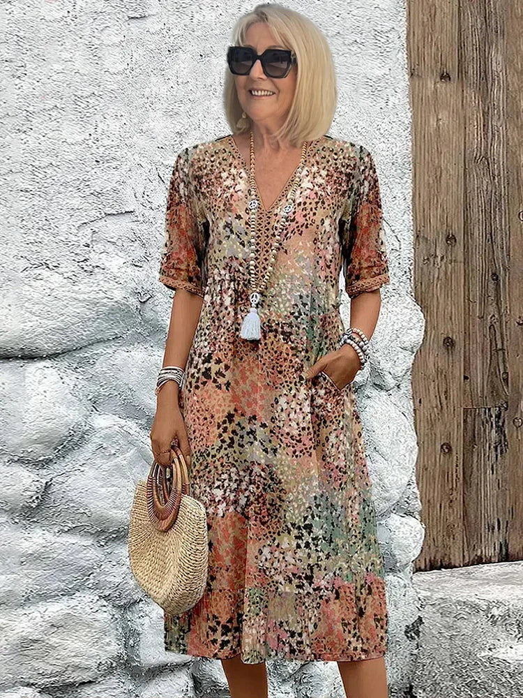 Solena Printed Dress Plus Size Fit