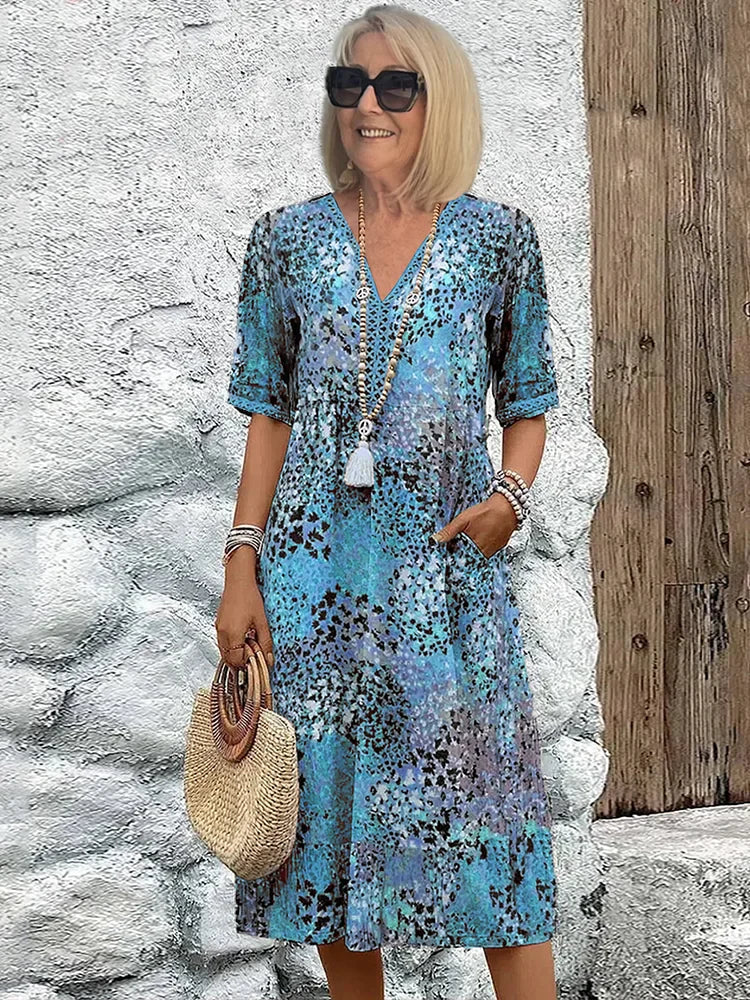 Solena Printed Dress Plus Size Fit