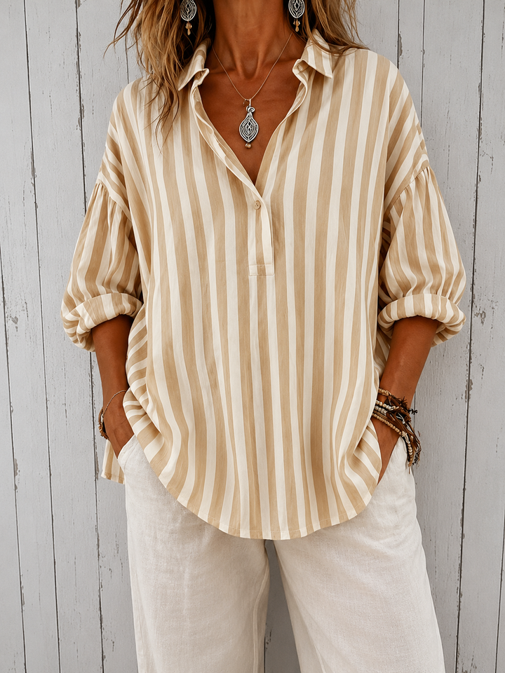 Nora | Loose Striped Blouse with Collar