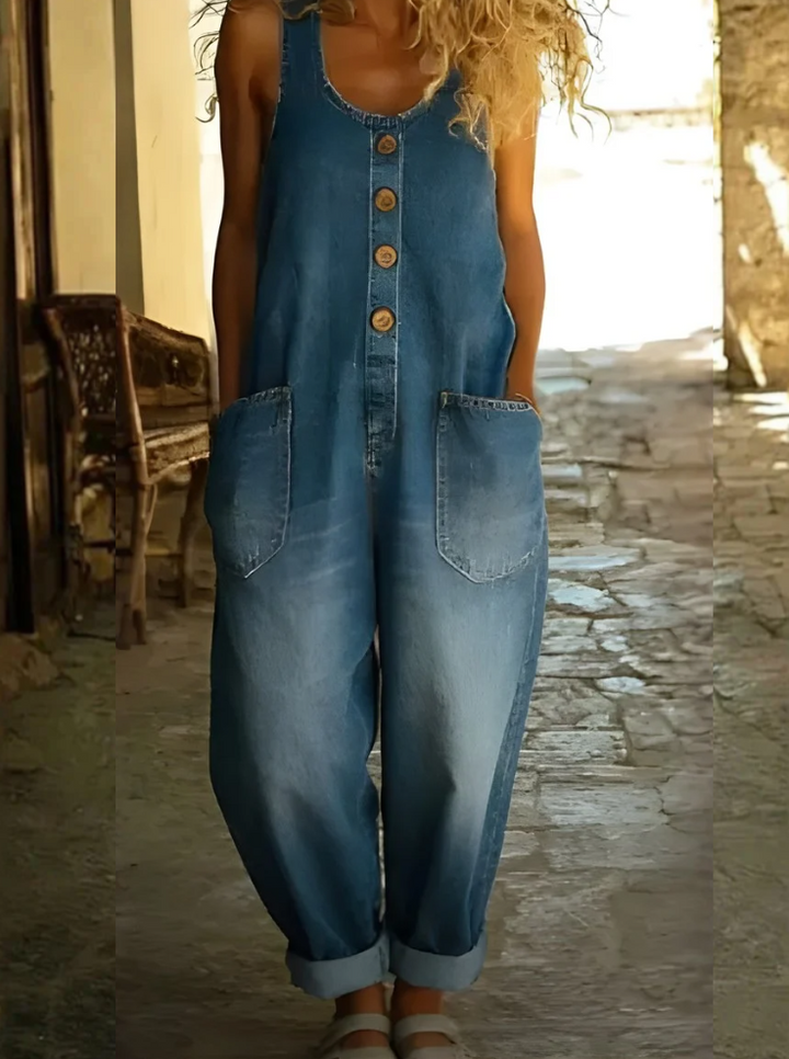 Margaret | Vintage Soft Cotton Denim-Look Overall