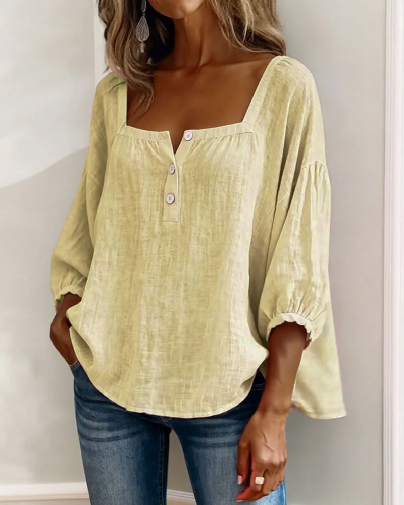 Charly | Blouse Simple Square Neck Long Sleeve