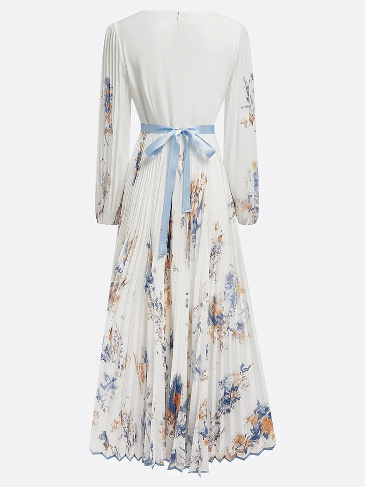 Alice | Watercolour Pleated Maxi Dress