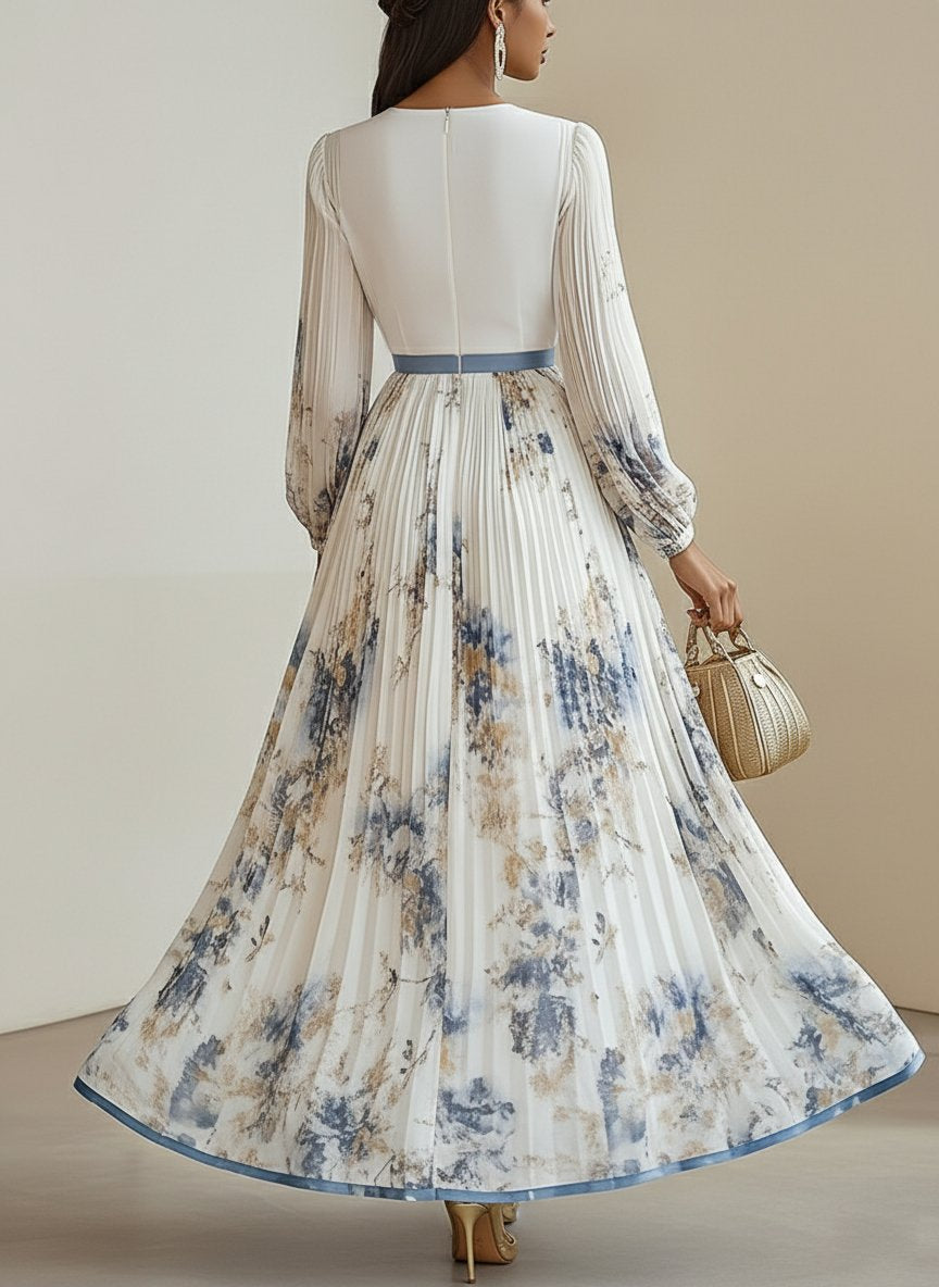 Alice | Watercolour Pleated Maxi Dress