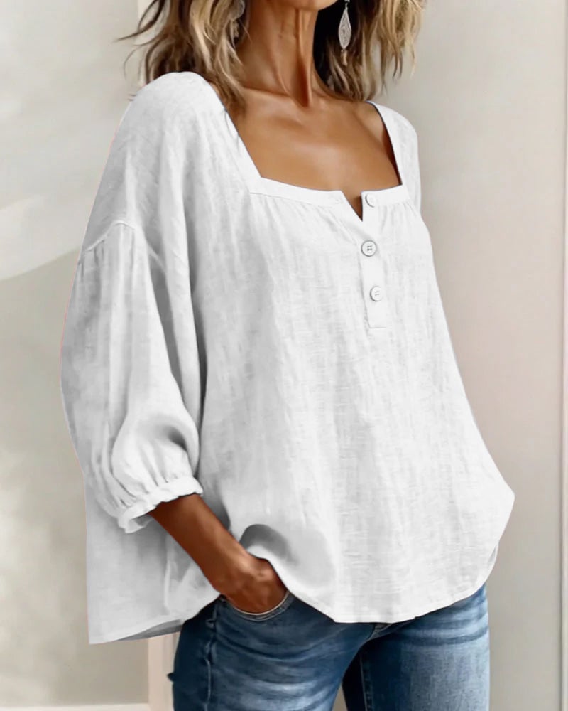 Charly | Blouse Simple Square Neck Long Sleeve