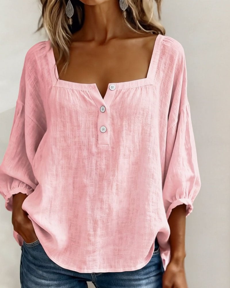 Charly | Blouse Simple Square Neck Long Sleeve