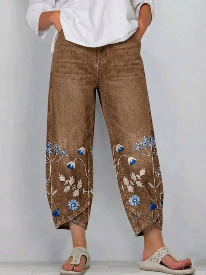Avery - Casual Embroidered Trousers with Pockets
