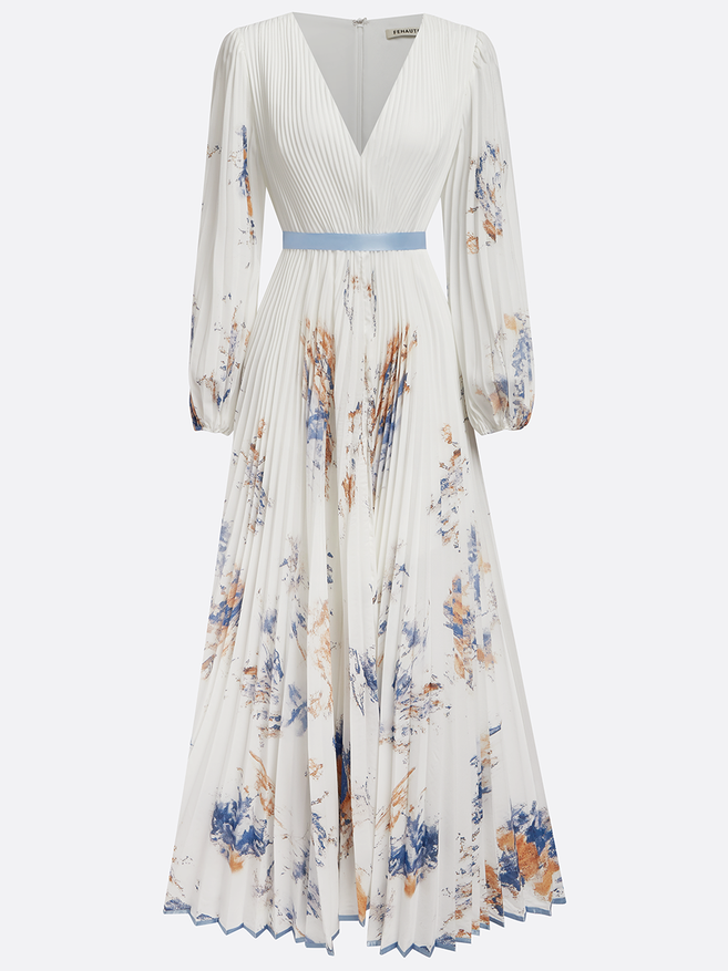 Alice | Watercolour Pleated Maxi Dress