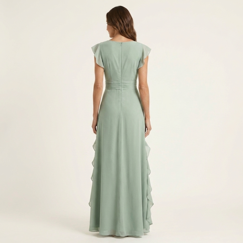 Nellyana | Wrap-Style V-Neck Ruffle Dress