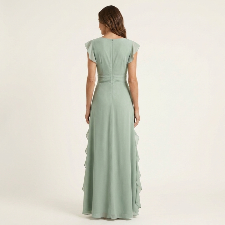 Nellyana | Wrap-Style V-Neck Ruffle Dress