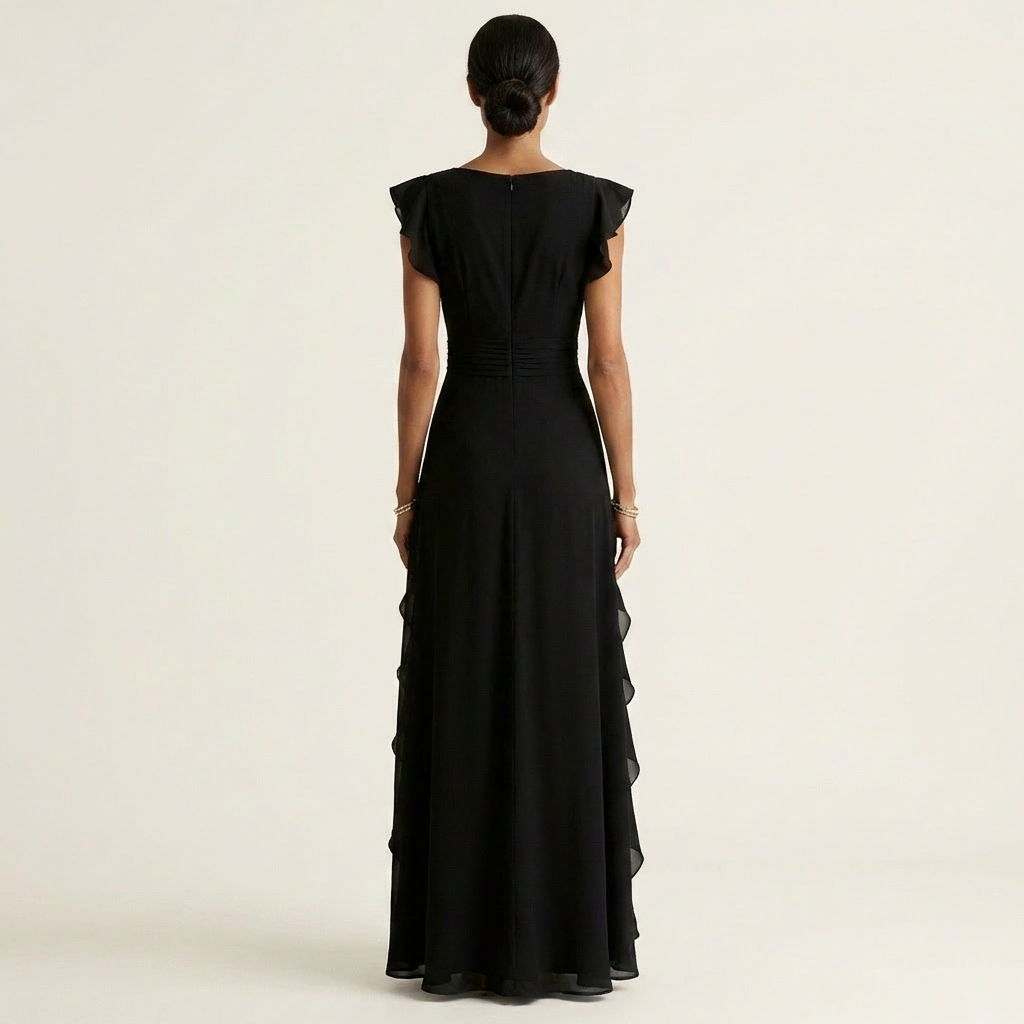Nellyana | Wrap-Style V-Neck Ruffle Dress