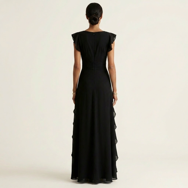 Nellyana | Wrap-Style V-Neck Ruffle Dress