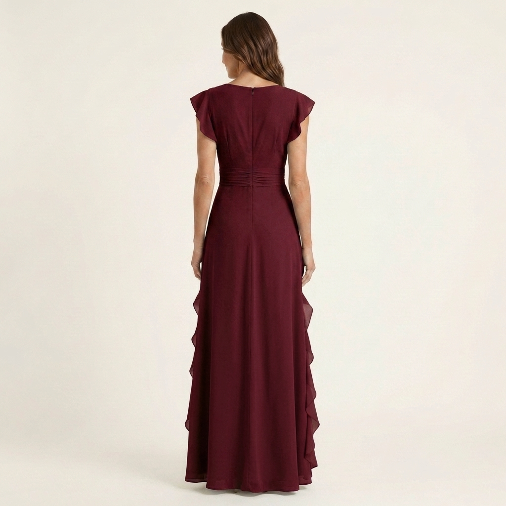 Nellyana | Wrap-Style V-Neck Ruffle Dress