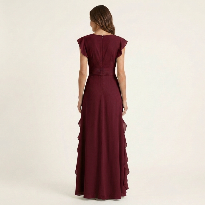 Nellyana | Wrap-Style V-Neck Ruffle Dress