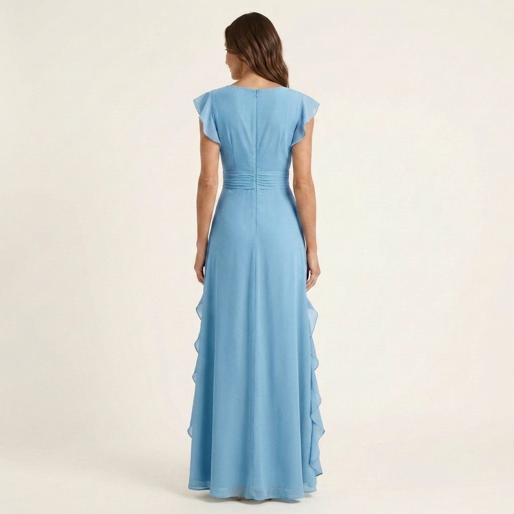 Nellyana | Wrap-Style V-Neck Ruffle Dress