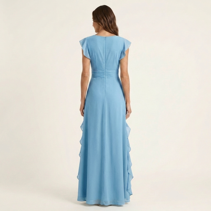Nellyana | Wrap-Style V-Neck Ruffle Dress