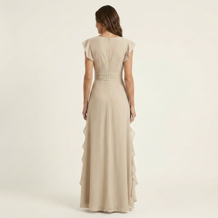 Nellyana | Wrap-Style V-Neck Ruffle Dress