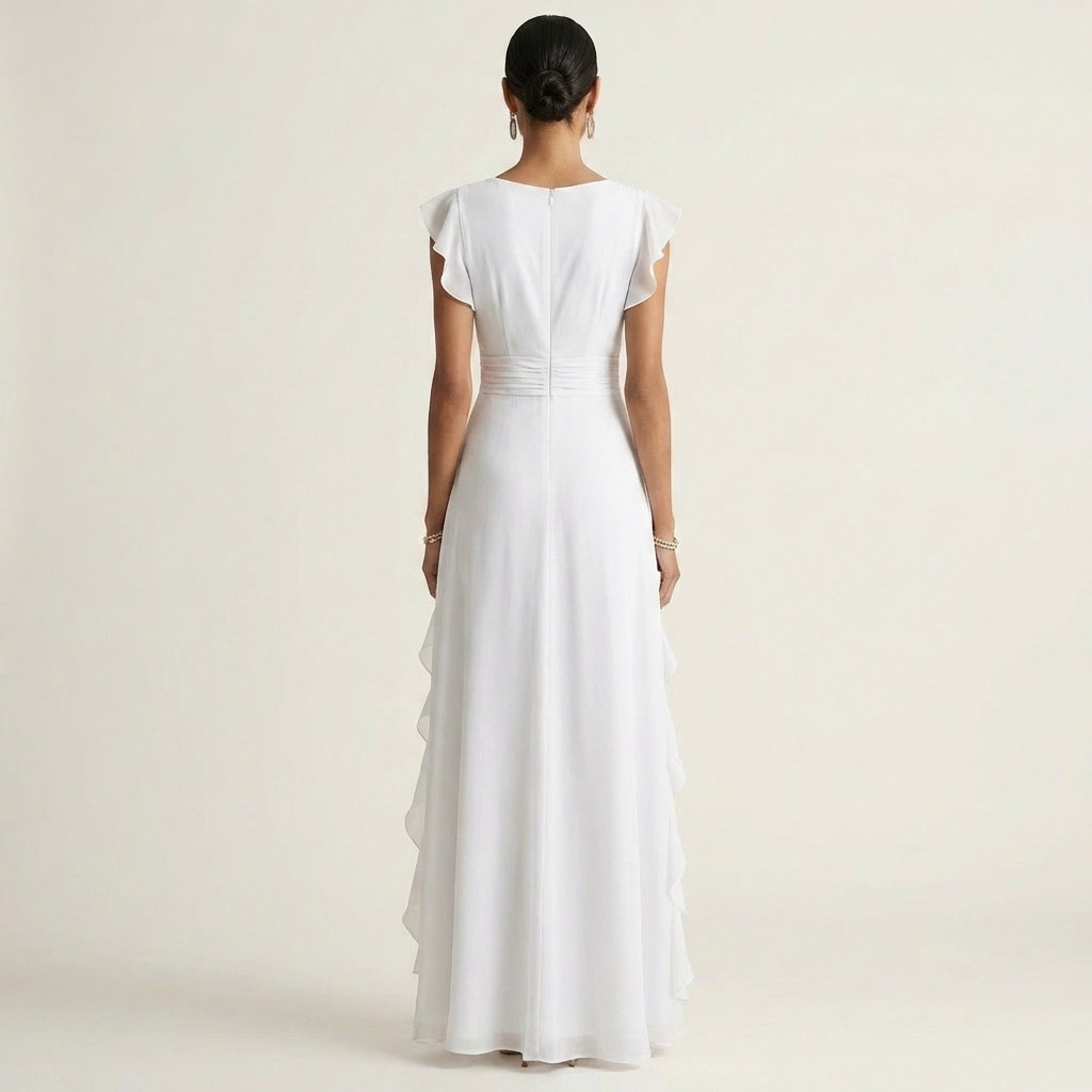 Nellyana | Wrap-Style V-Neck Ruffle Dress