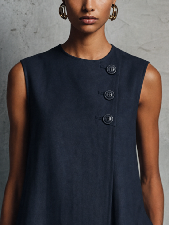 Aubrey | Asymmetric Button Mini Dress