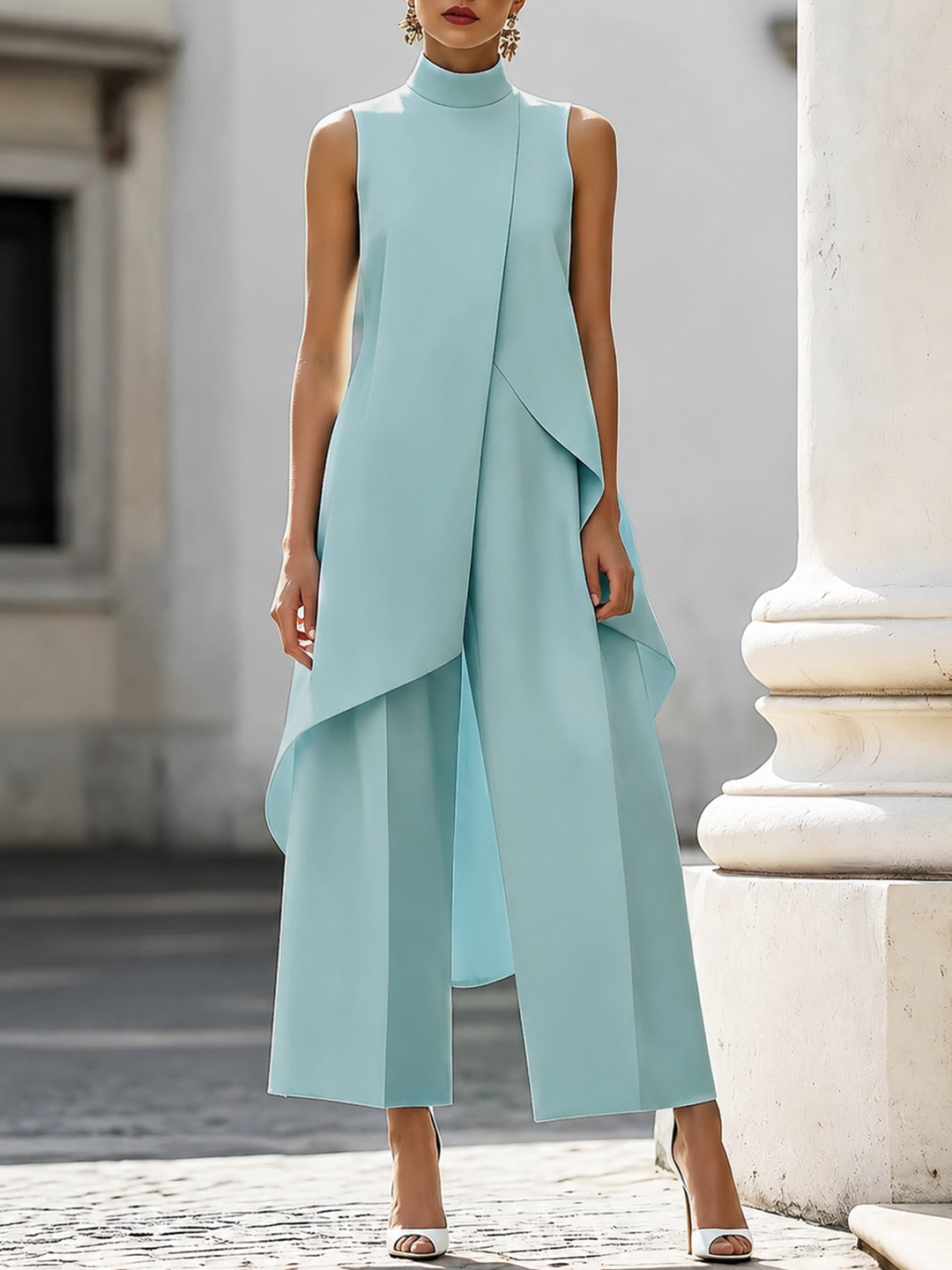 Imogen™ | Sculpted High-Neck Wide-Leg Jumpsuit