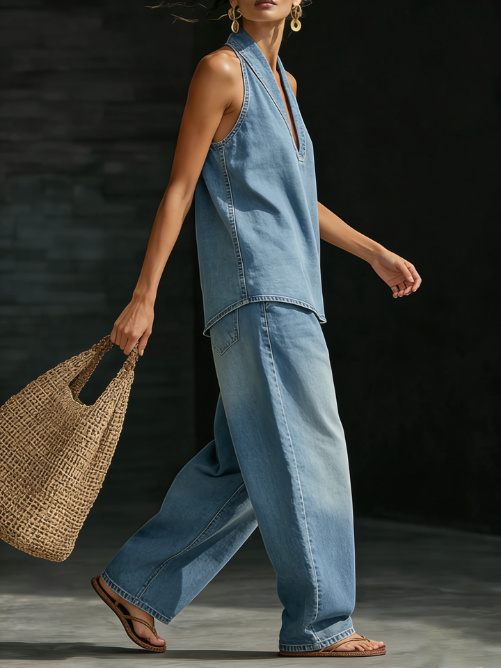 Mary™ | Comfortable Minimalist Denim Two-Piece Set