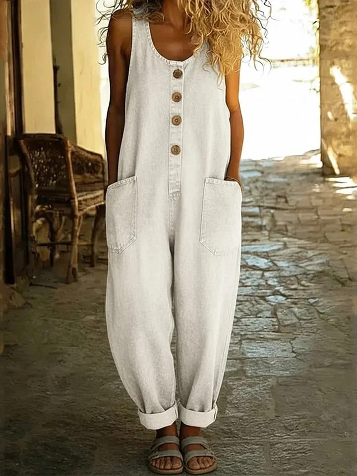 Margaret | Vintage Soft Cotton Denim-Look Overall