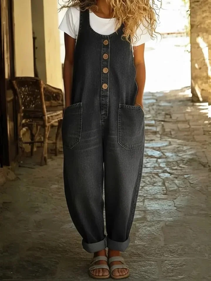 Margaret | Vintage Soft Cotton Denim-Look Overall