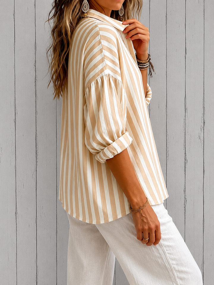Nora | Loose Striped Blouse with Collar