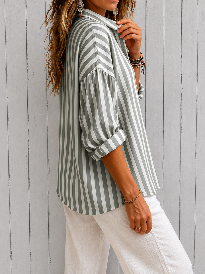 Nora | Loose Striped Blouse with Collar